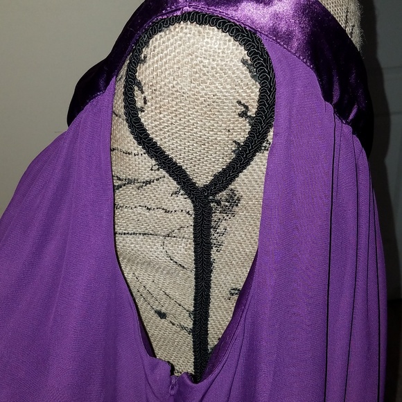 LANE BRYANT ONE SHOULDER PURPLE CHIFFON DRESS - Picture 6 of 6